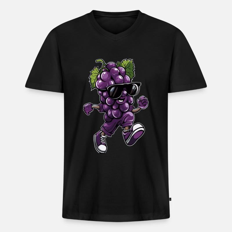 Traube - Männer Premium Bio T-Shirt mit V-Ausschnitt - Schwarz