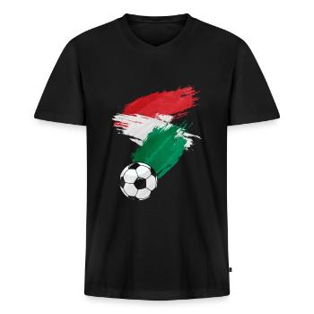 Hungary Football Flag - Men's Premium Organic T-shirt with V-neck - black - Front - Nico (187cm)