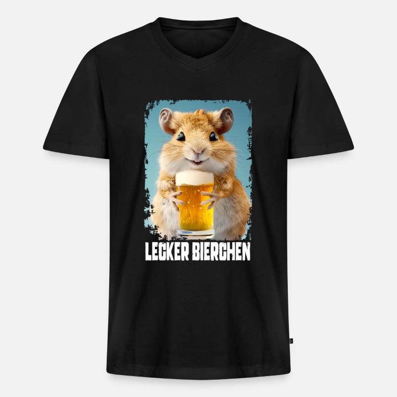 Lecker Bierchen Rennmaus - Männer Premium Bio T-Shirt mit V-Ausschnitt - Schwarz