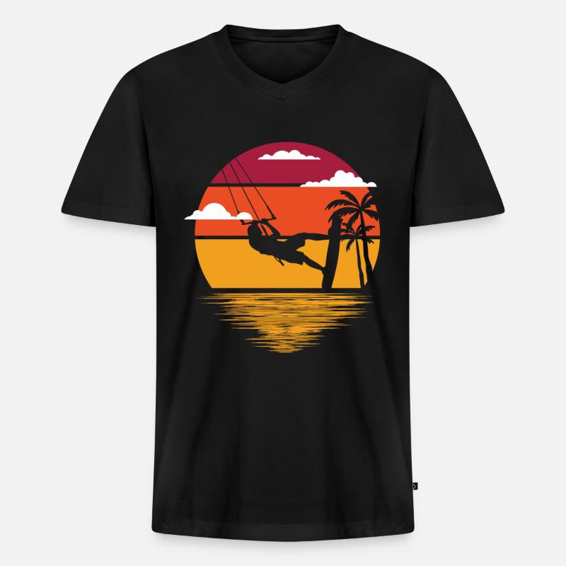 Kitesurfing - Männer Premium Bio T-Shirt mit V-Ausschnitt - Schwarz