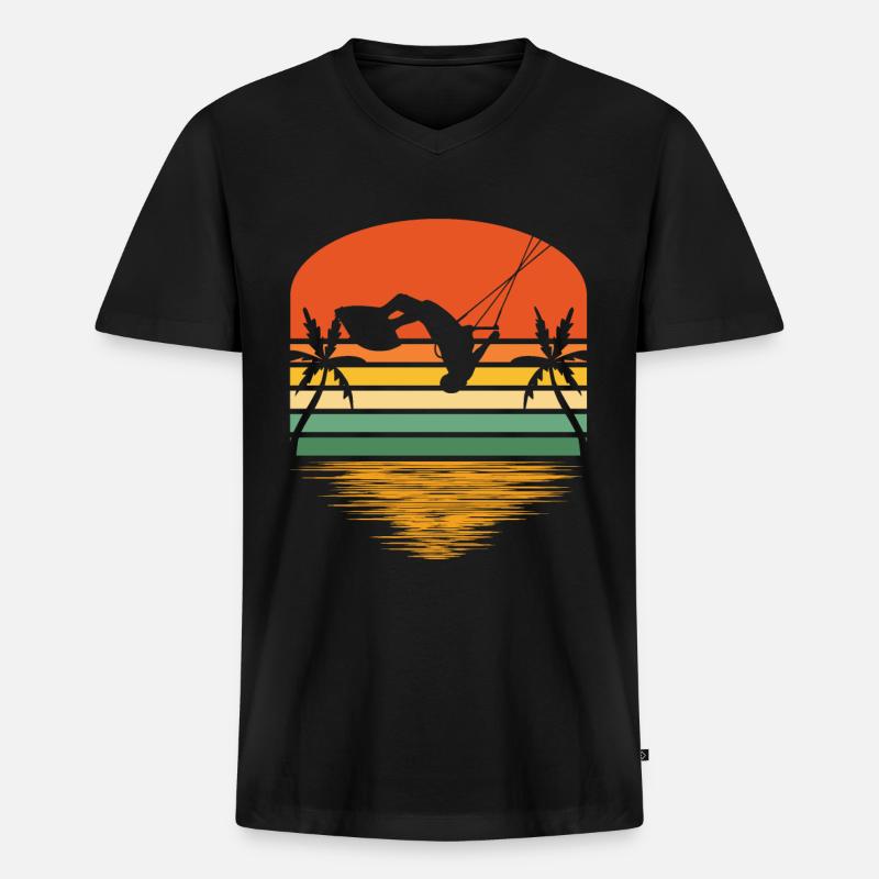 Kitesurfing - Männer Premium Bio T-Shirt mit V-Ausschnitt - Schwarz