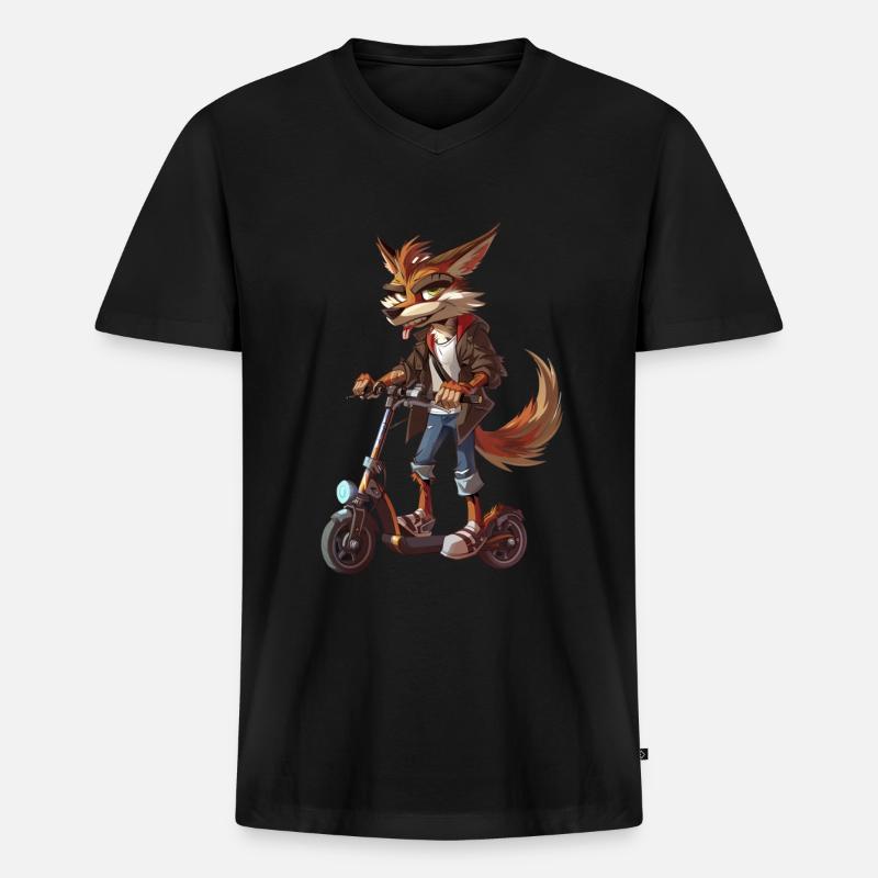 Kojotenroller - Männer Premium Bio T-Shirt mit V-Ausschnitt - Schwarz