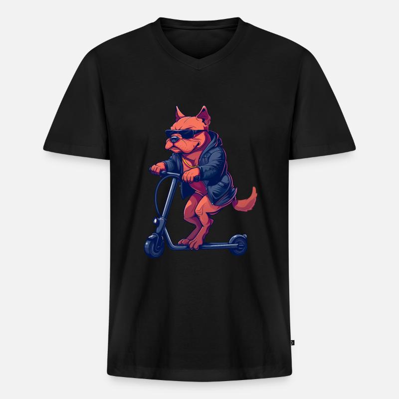 Pitbull Roller - Männer Premium Bio T-Shirt mit V-Ausschnitt - Schwarz