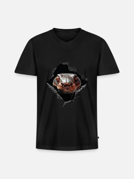 Schlange - Männer Premium Bio T-Shirt mit V-Ausschnitt - Schwarz