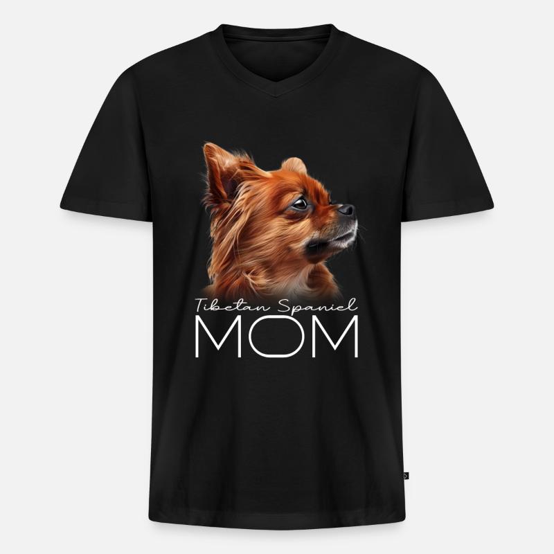 Tibetan Spaniel Mama - Männer Premium Bio T-Shirt mit V-Ausschnitt - Schwarz