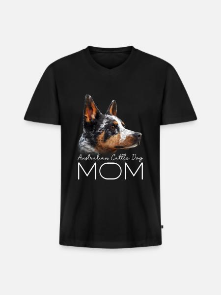 Bouvier australien Maman - T-shirt encolure en V Premium bio Homme - noir