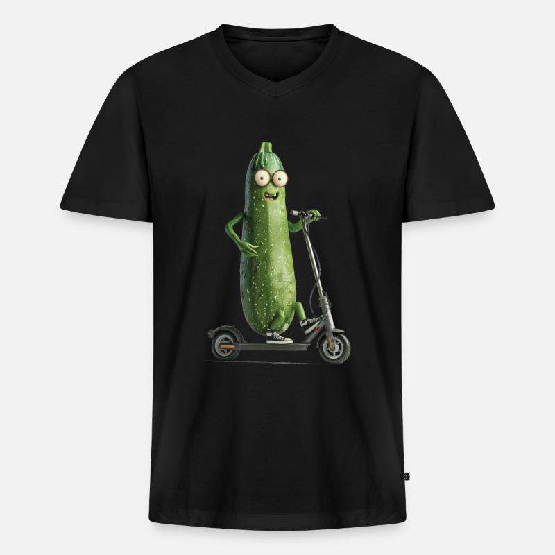 Zucchini Scooter - Männer Premium Bio T-Shirt mit V-Ausschnitt - Schwarz