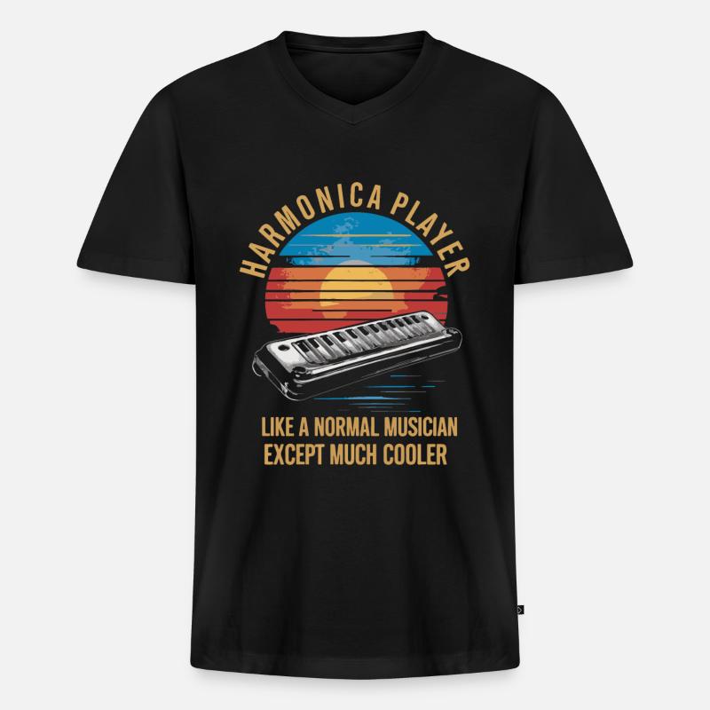 Keytar Keyboard Geschenk - Männer Premium Bio T-Shirt mit V-Ausschnitt - Schwarz