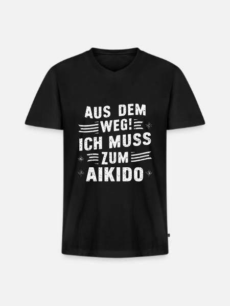 Aikido Martial Arts Gift - Men's Premium Organic T-shirt with V-neck - black