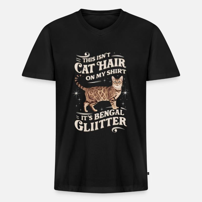 Katze Bengal Geschenk - Männer Premium Bio T-Shirt mit V-Ausschnitt - Schwarz