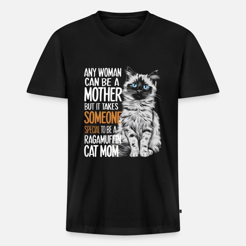 Katze Ragamuffin Geschenk - Männer Premium Bio T-Shirt mit V-Ausschnitt - Schwarz