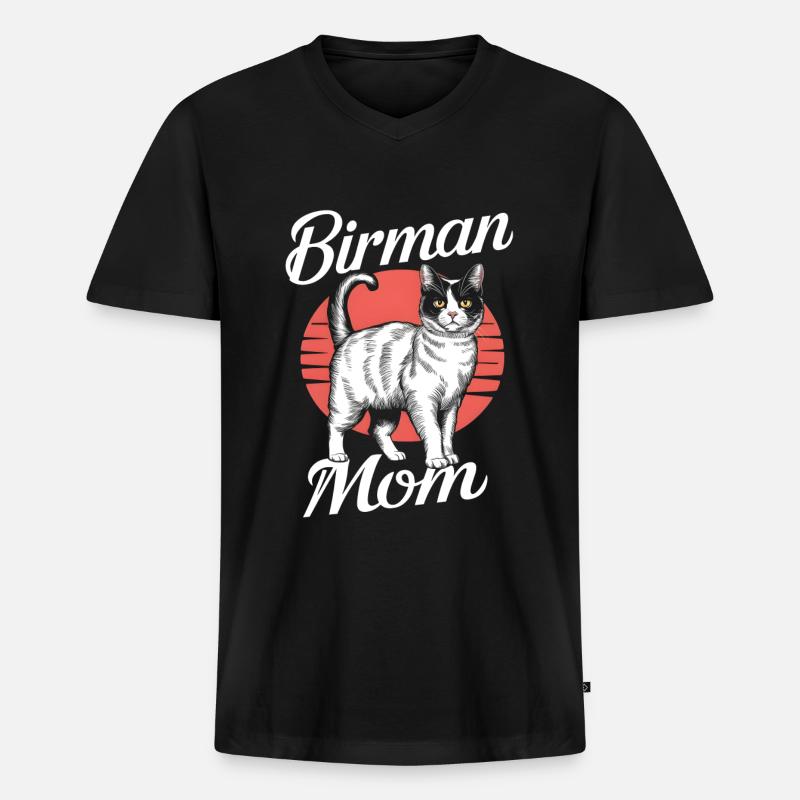 Katze Birma Geschenk - Männer Premium Bio T-Shirt mit V-Ausschnitt - Schwarz