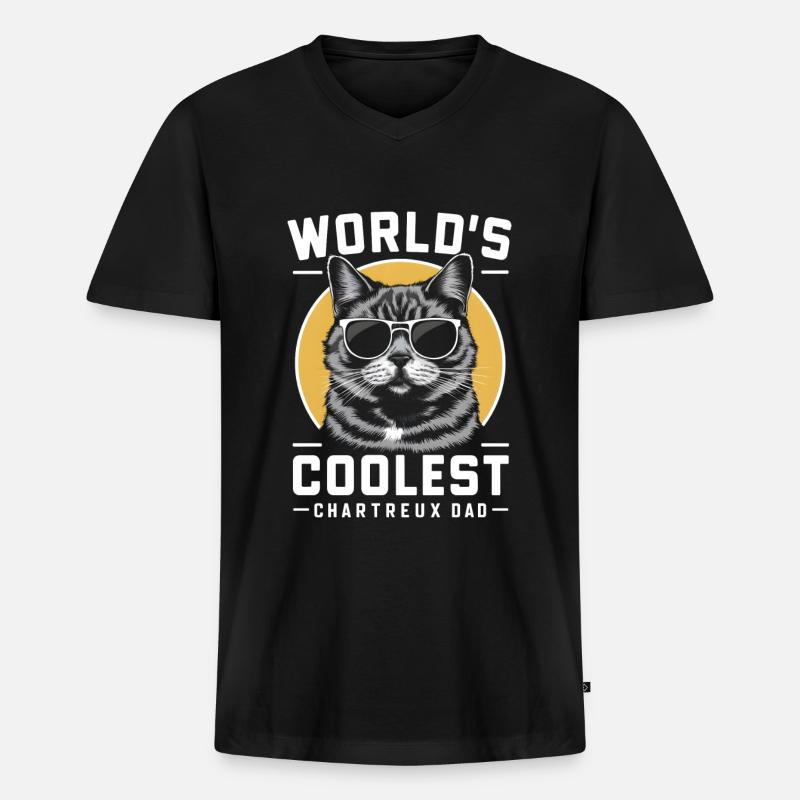 Katze Chartreux Geschenk - Männer Premium Bio T-Shirt mit V-Ausschnitt - Schwarz