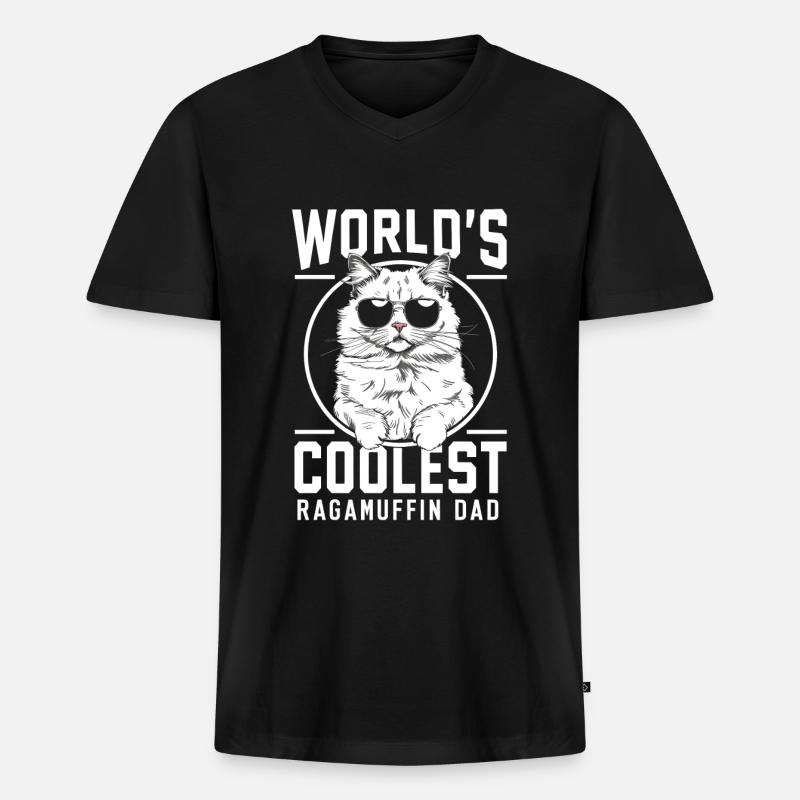 Katze Ragamuffin Geschenk - Männer Premium Bio T-Shirt mit V-Ausschnitt - Schwarz