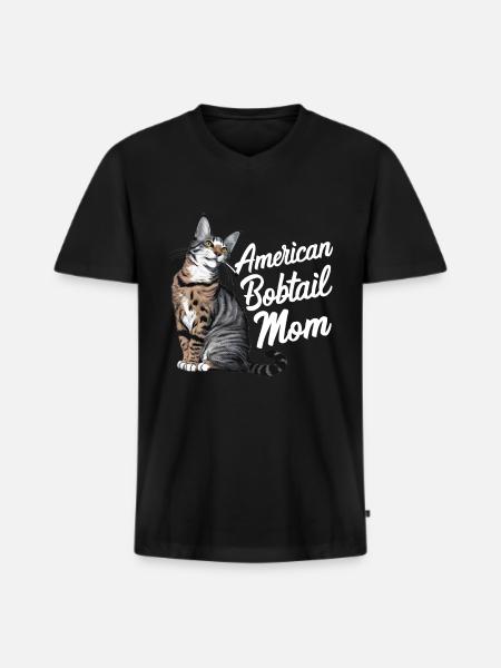 Katze American Bobtail Geschenk - Männer Premium Bio T-Shirt mit V-Ausschnitt - Schwarz