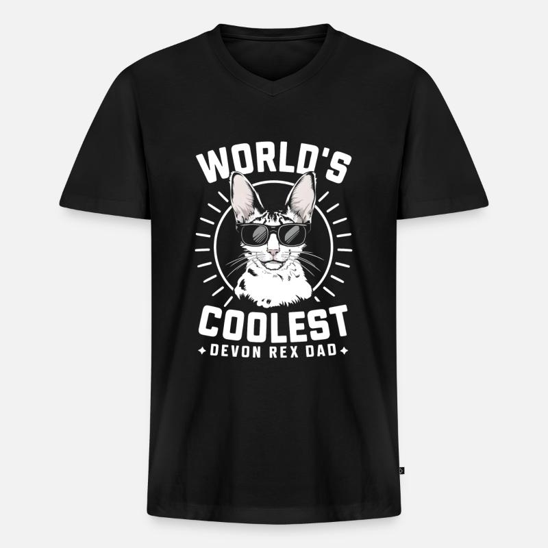 Katze Devon Rex Geschenk - Männer Premium Bio T-Shirt mit V-Ausschnitt - Schwarz