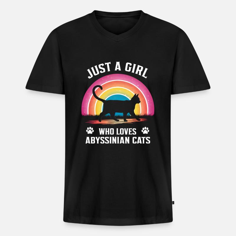 Katze Abessinier Geschenk - Männer Premium Bio T-Shirt mit V-Ausschnitt - Schwarz