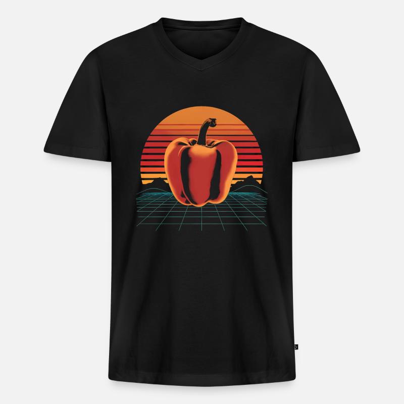 Paprika Geschenk - Männer Premium Bio T-Shirt mit V-Ausschnitt - Schwarz
