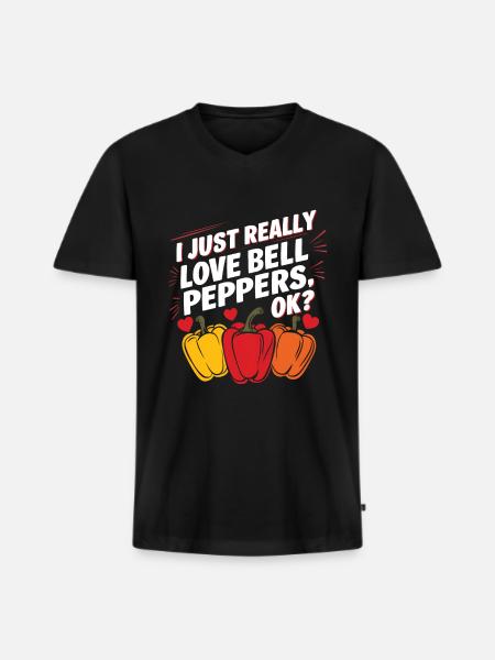 Paprika Geschenk - Männer Premium Bio T-Shirt mit V-Ausschnitt - Schwarz