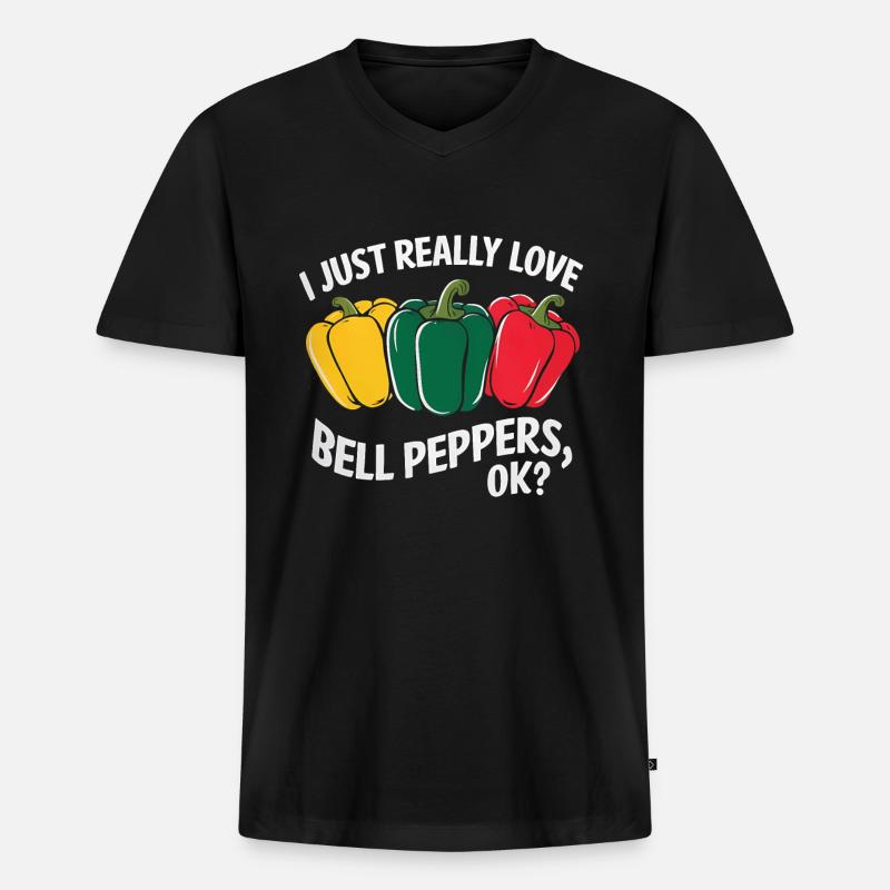 Paprika Geschenk - Männer Premium Bio T-Shirt mit V-Ausschnitt - Schwarz