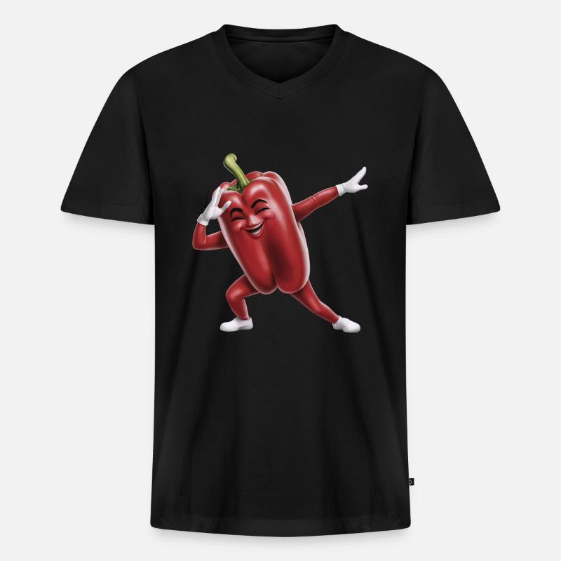 Paprika Geschenk - Männer Premium Bio T-Shirt mit V-Ausschnitt - Schwarz