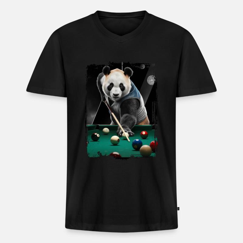 Panda spielt Billard Geschenk - Männer Premium Bio T-Shirt mit V-Ausschnitt - Schwarz