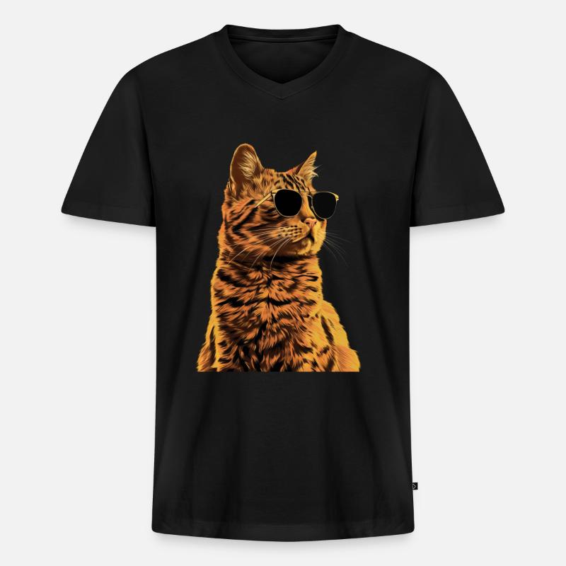 Sonnenbrille mit Somali-Katze Geschenk - Männer Premium Bio T-Shirt mit V-Ausschnitt - Schwarz