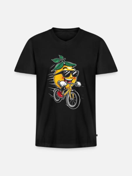 Zitrone Radfahren auf Fahrrad-Geschenk - Männer Premium Bio T-Shirt mit V-Ausschnitt - Schwarz