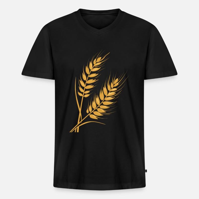 Weizen - Männer Premium Bio T-Shirt mit V-Ausschnitt - Schwarz