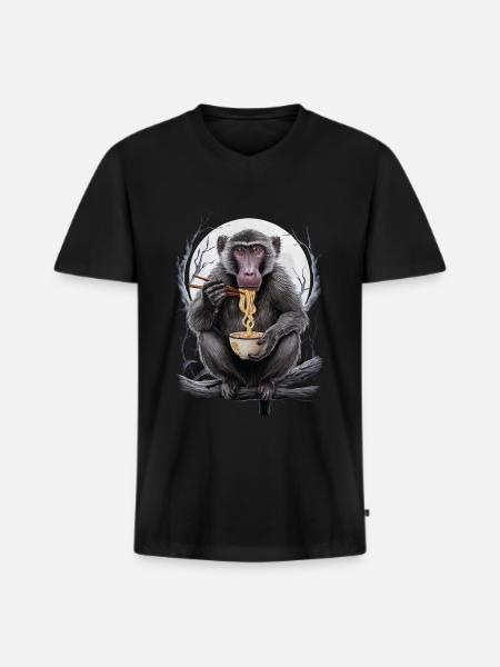 Pavian - Männer Premium Bio T-Shirt mit V-Ausschnitt - Schwarz