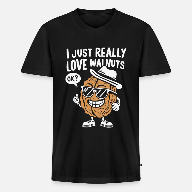 Nussbaum - Männer Premium Bio T-Shirt mit V-Ausschnitt - Schwarz