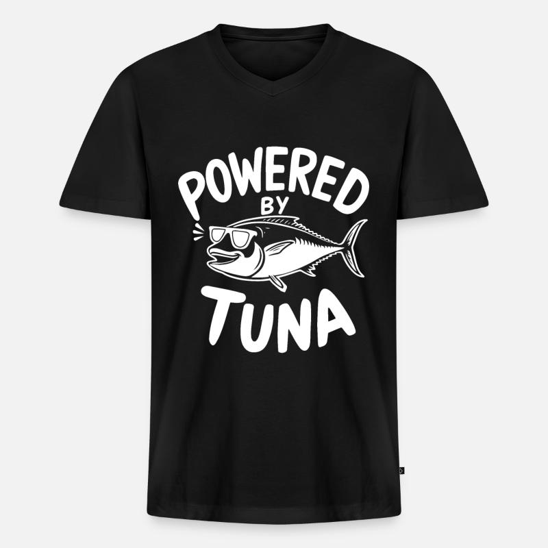 Thunfisch - Männer Premium Bio T-Shirt mit V-Ausschnitt - Schwarz