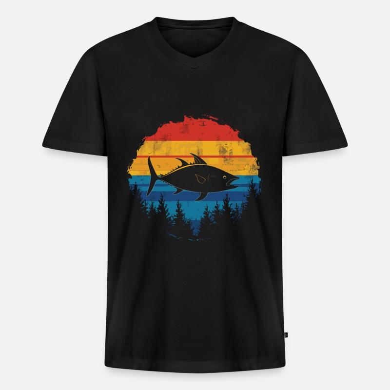 Thunfisch - Männer Premium Bio T-Shirt mit V-Ausschnitt - Schwarz