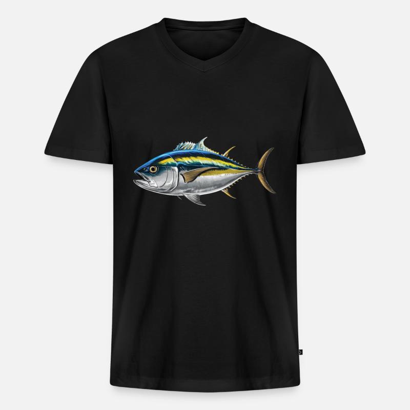 Thunfisch - Männer Premium Bio T-Shirt mit V-Ausschnitt - Schwarz