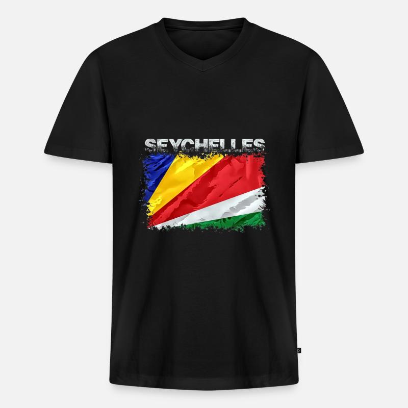 Seychellen - Männer Premium Bio T-Shirt mit V-Ausschnitt - Schwarz