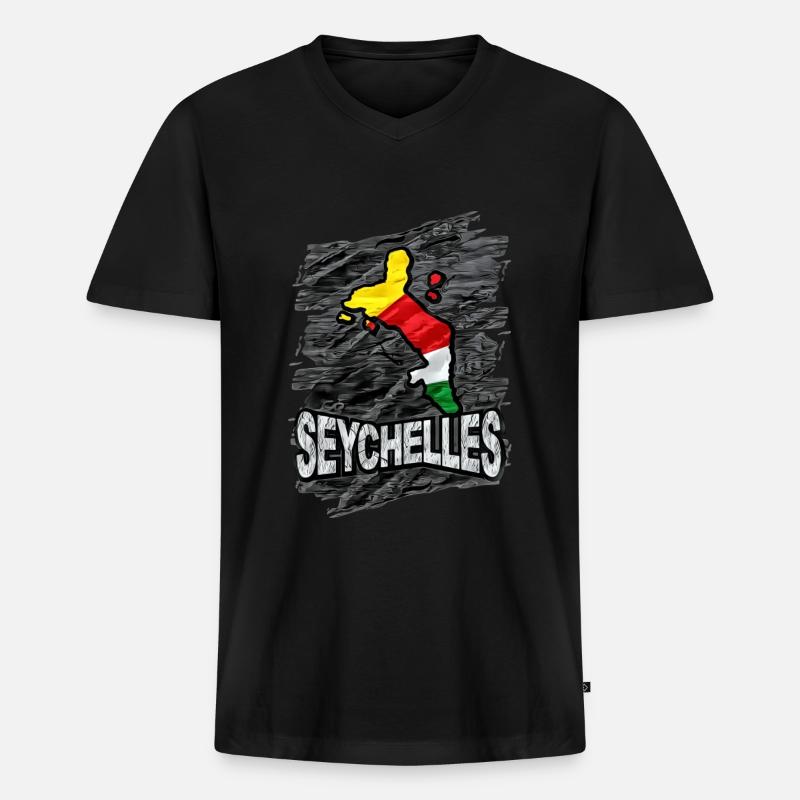 Seychellen - Männer Premium Bio T-Shirt mit V-Ausschnitt - Schwarz