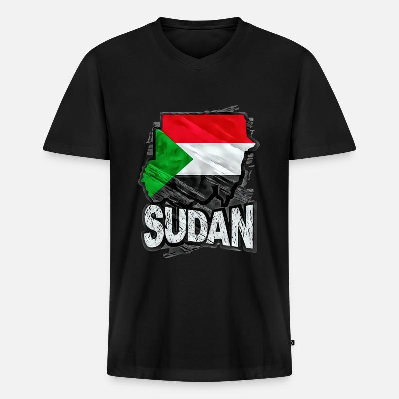 Sudan - Männer Premium Bio T-Shirt mit V-Ausschnitt - Schwarz
