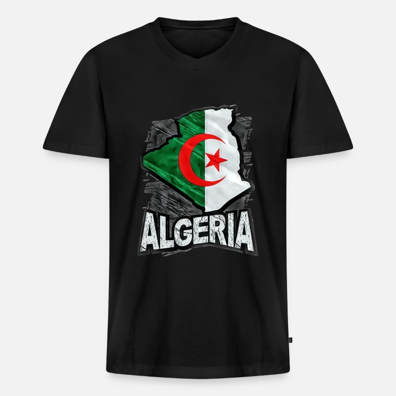 Algerien - Männer Premium Bio T-Shirt mit V-Ausschnitt - Schwarz