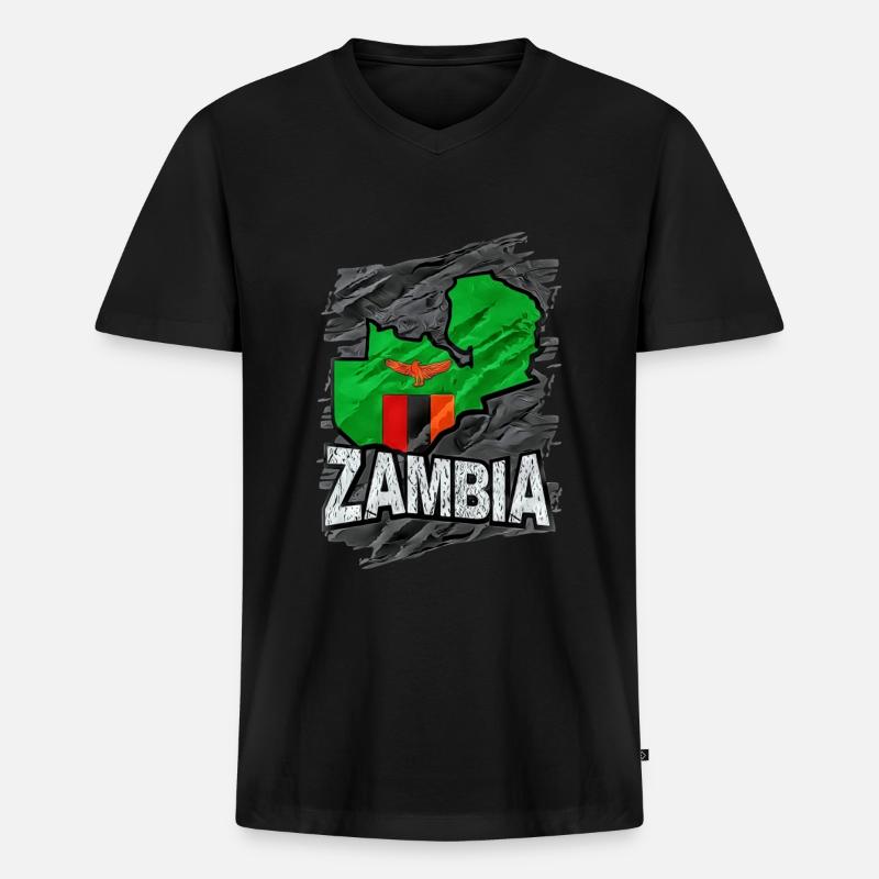 Sambia - Männer Premium Bio T-Shirt mit V-Ausschnitt - Schwarz