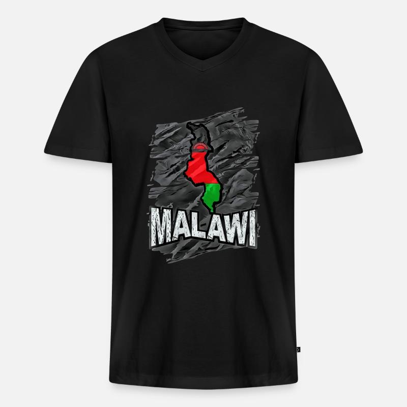 Malawi - Männer Premium Bio T-Shirt mit V-Ausschnitt - Schwarz