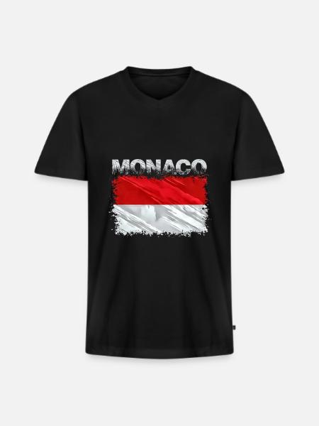 Monaco - Men's Premium Organic T-shirt with V-neck - black