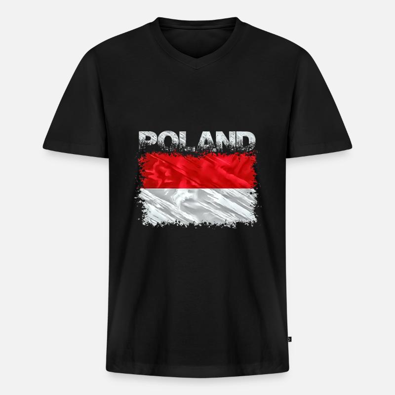 Polen - Männer Premium Bio T-Shirt mit V-Ausschnitt - Schwarz