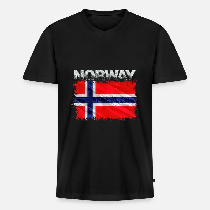 Norwegen - Männer Premium Bio T-Shirt mit V-Ausschnitt - Schwarz