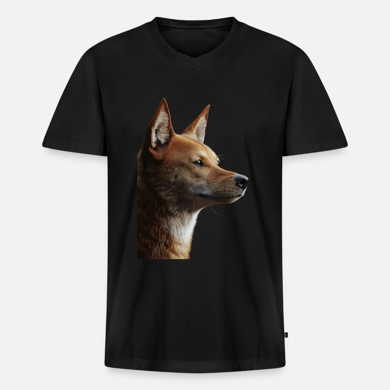 Dingo - Männer Premium Bio T-Shirt mit V-Ausschnitt - Schwarz