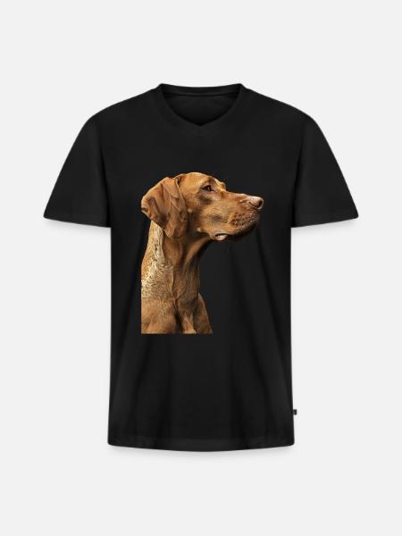 Vizsla - Männer Premium Bio T-Shirt mit V-Ausschnitt - Schwarz