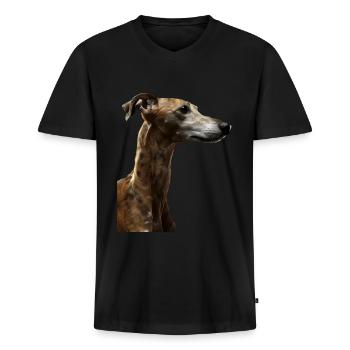 Whippet - Männer Premium Bio T-Shirt mit V-Ausschnitt - Schwarz - Vorne - Nico (187cm)