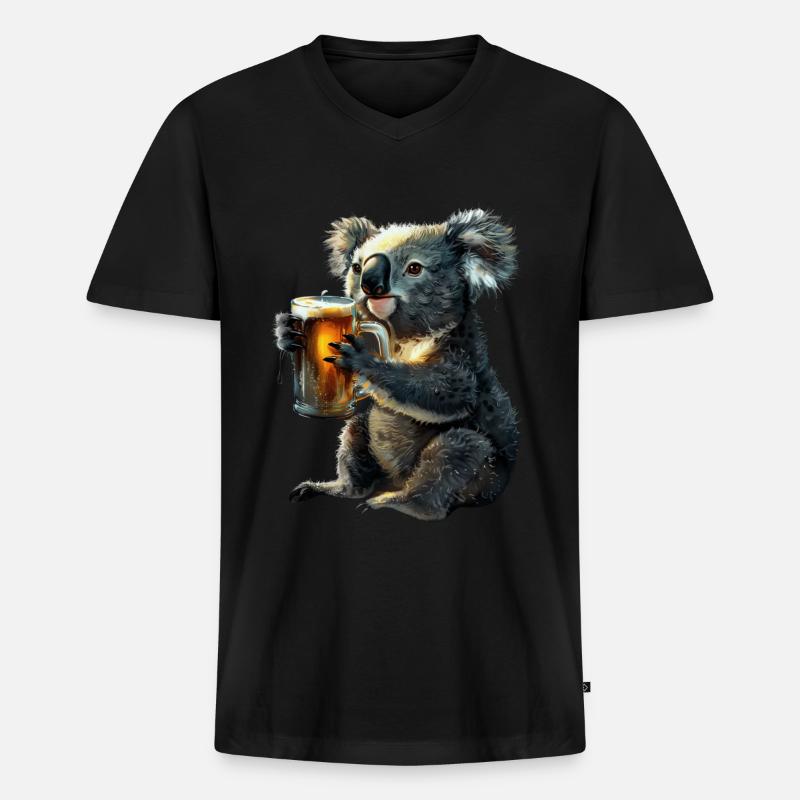 Koala - Männer Premium Bio T-Shirt mit V-Ausschnitt - Schwarz