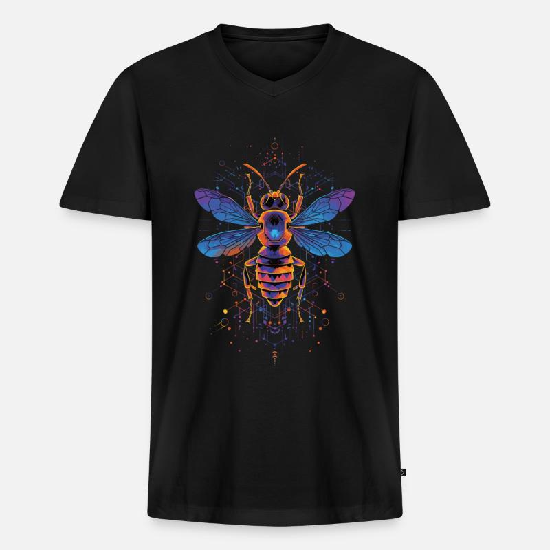 Biene - Männer Premium Bio T-Shirt mit V-Ausschnitt - Schwarz