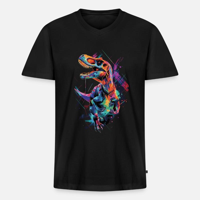 Dinosaurier - Männer Premium Bio T-Shirt mit V-Ausschnitt - Schwarz