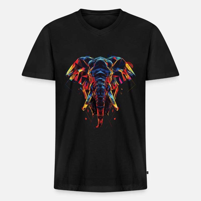 Elefant - Männer Premium Bio T-Shirt mit V-Ausschnitt - Schwarz